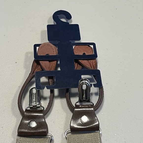 NWT Men’s Roundtree & Yorke Dress Suspenders Y Back Beige Tan Silver Clip On - Picture 7 of 7